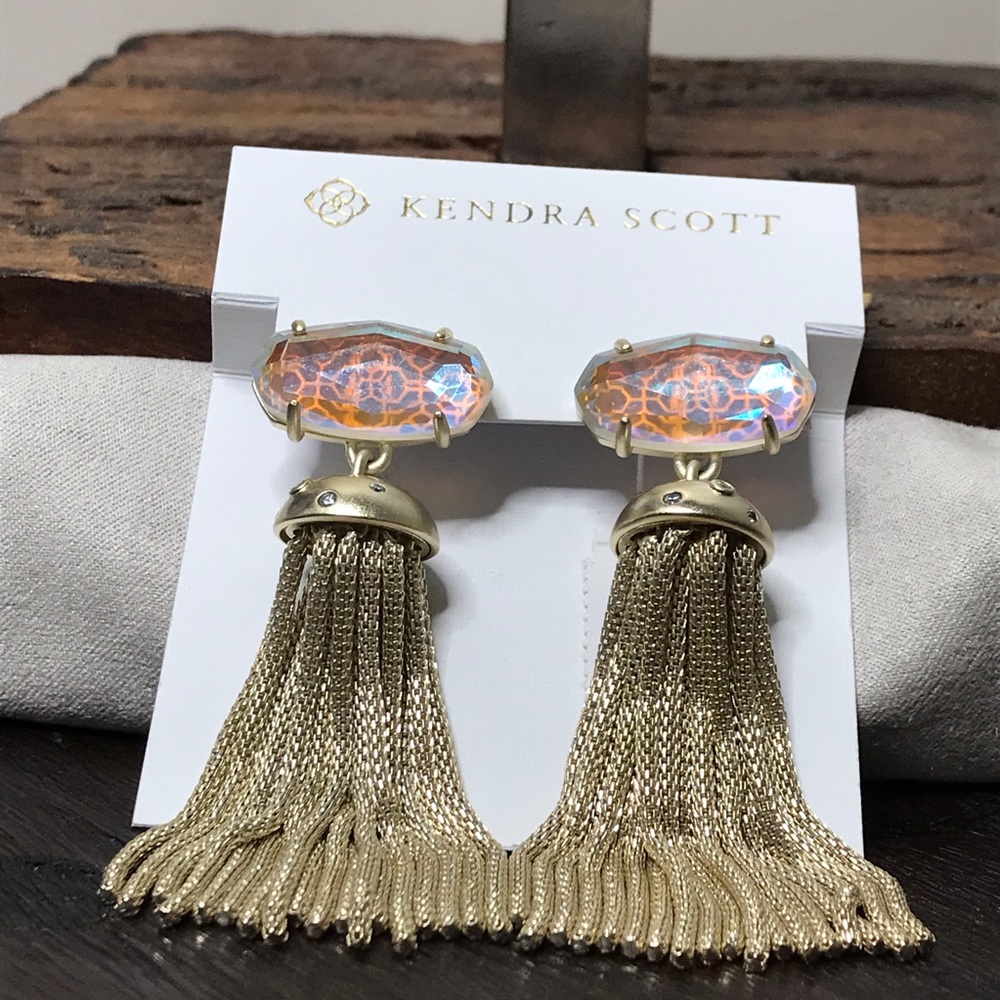 NWT Kendra Scott 14K Gold Plate Dichroic Freya’s - Picture 5 of 11